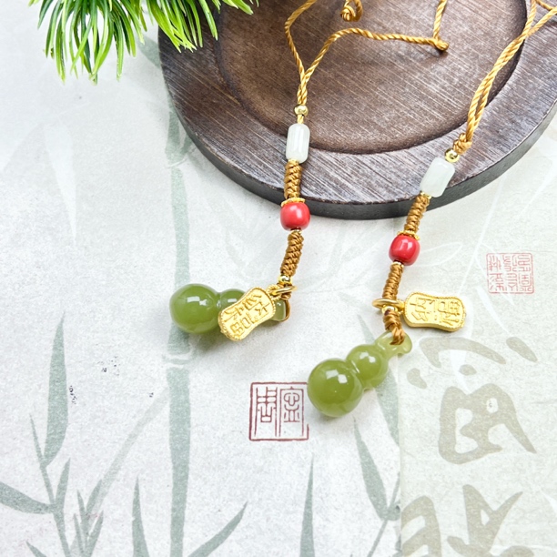 JYSP36和田玉青黄口葫芦手机挂10*22mm+多样性发其一