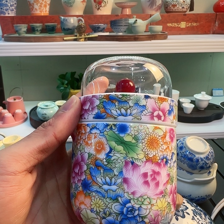 青花瓷器陶瓷茶叶罐 茶具旅行套装