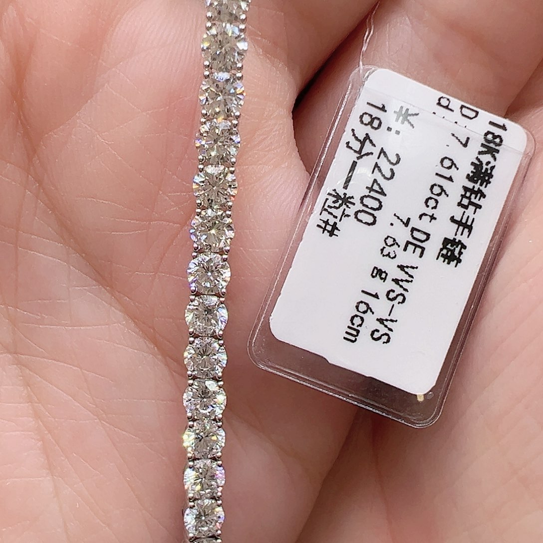 实验室培育钻石18K金镶嵌套链单颗18分，网球款手链