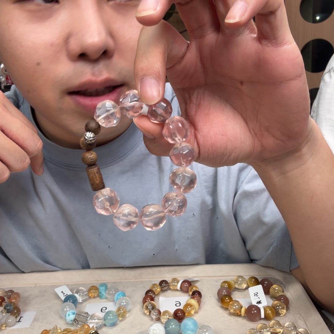 手链银S925镶嵌烟晶