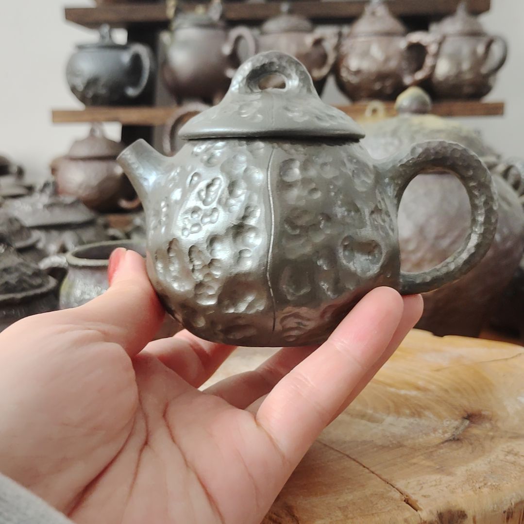 坭兴陶古法龙窑纯柴烧全手工核桃壶150c