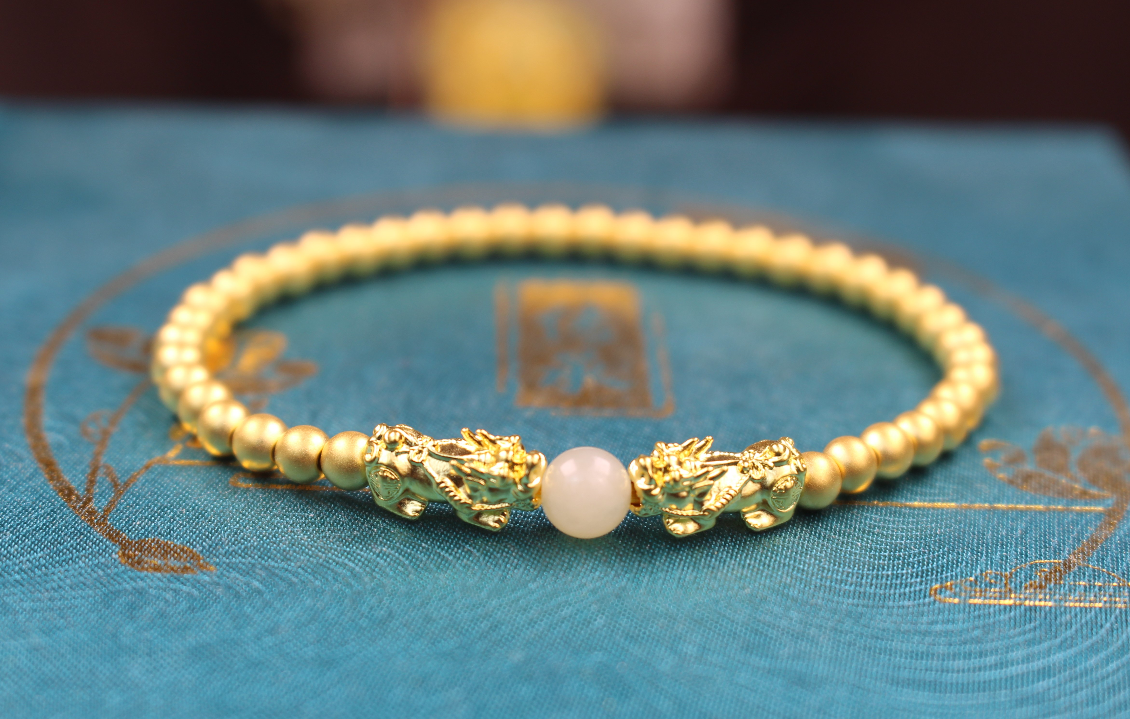 足金999双龙戏珠素金金珠貔貅配件