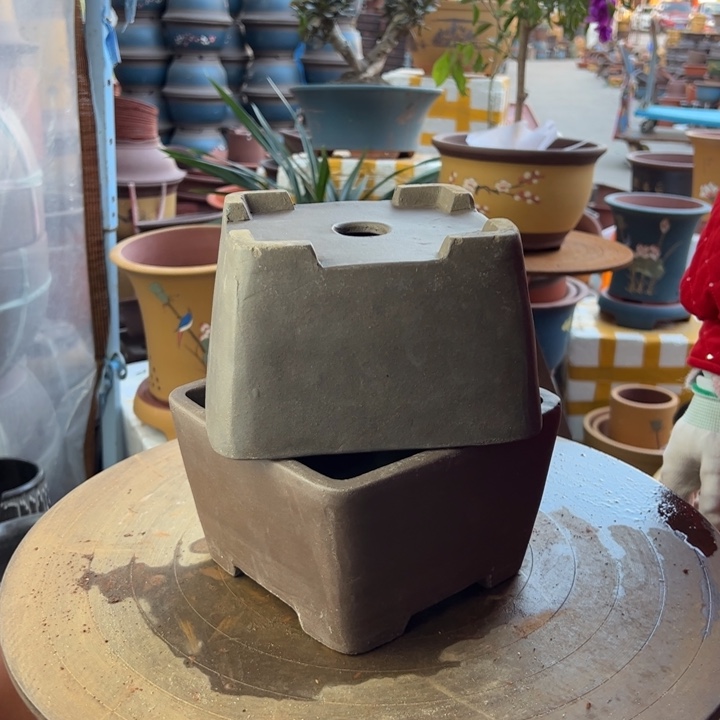 紫砂宜兴紫砂花盆17+17四方