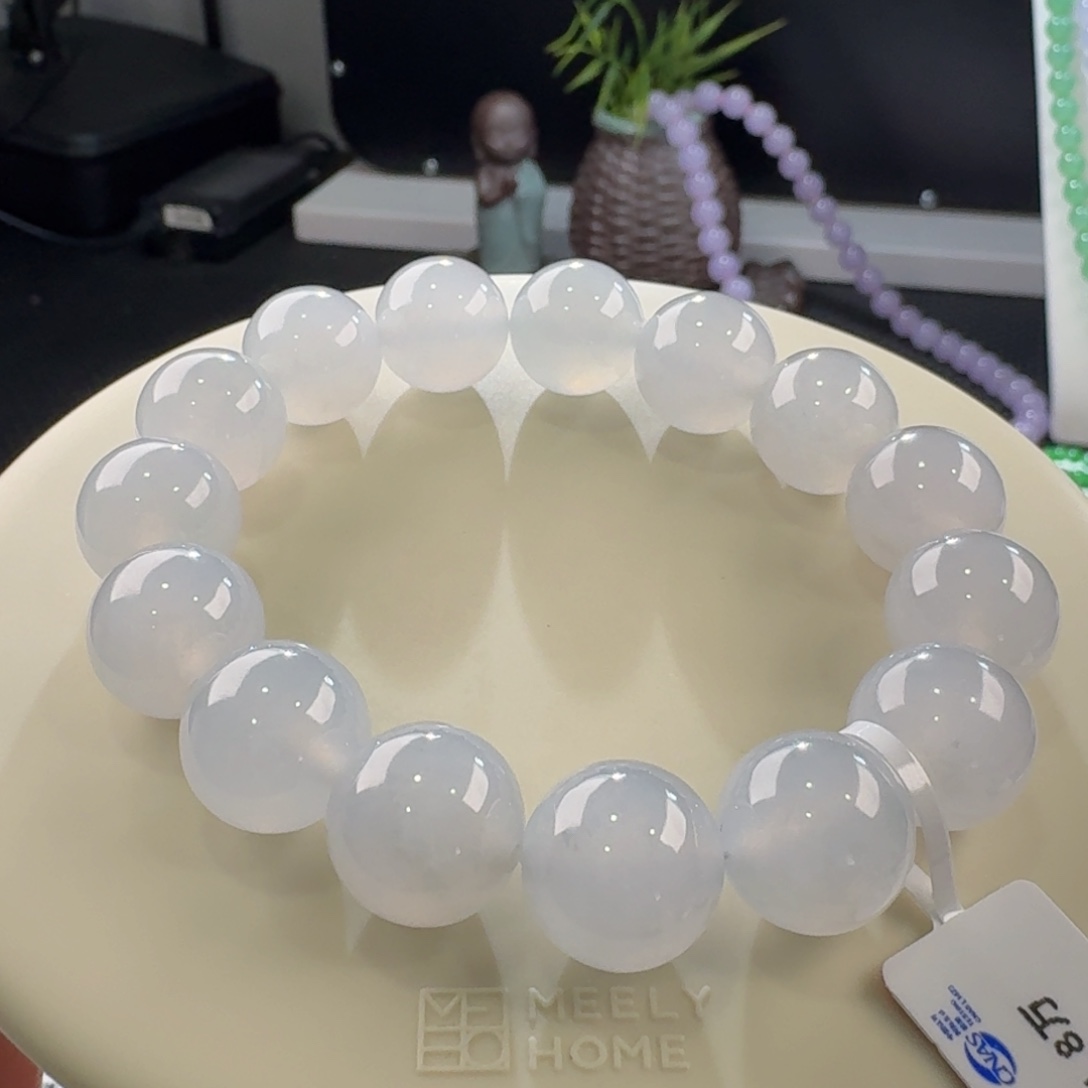 翡翠手链未镶嵌白冰单圈卡13.8