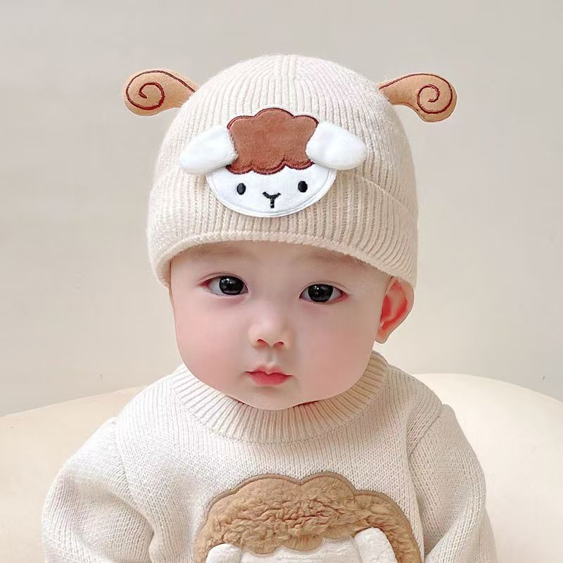 宝宝帽子可爱新生儿胎帽秋冬季毛线针织加厚保暖男女婴幼儿卤门
