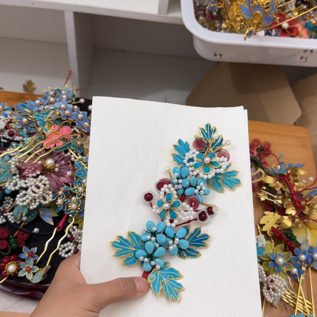 仿珍珠合金鹅毛仿点翠