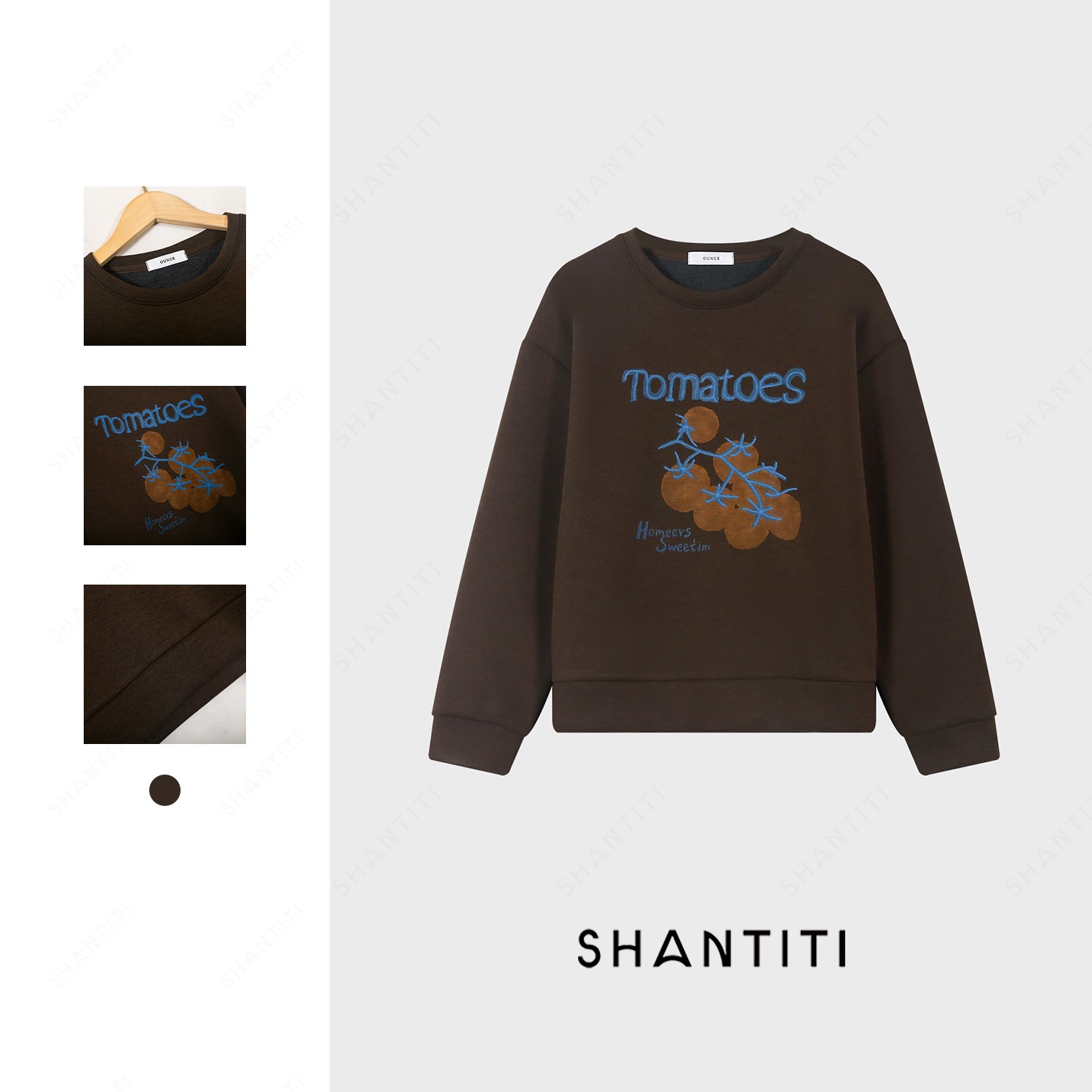 『番茄刺绣羊毛卫衣』秋冬女圆领宽松新款时尚卫衣显瘦休闲长袖上衣