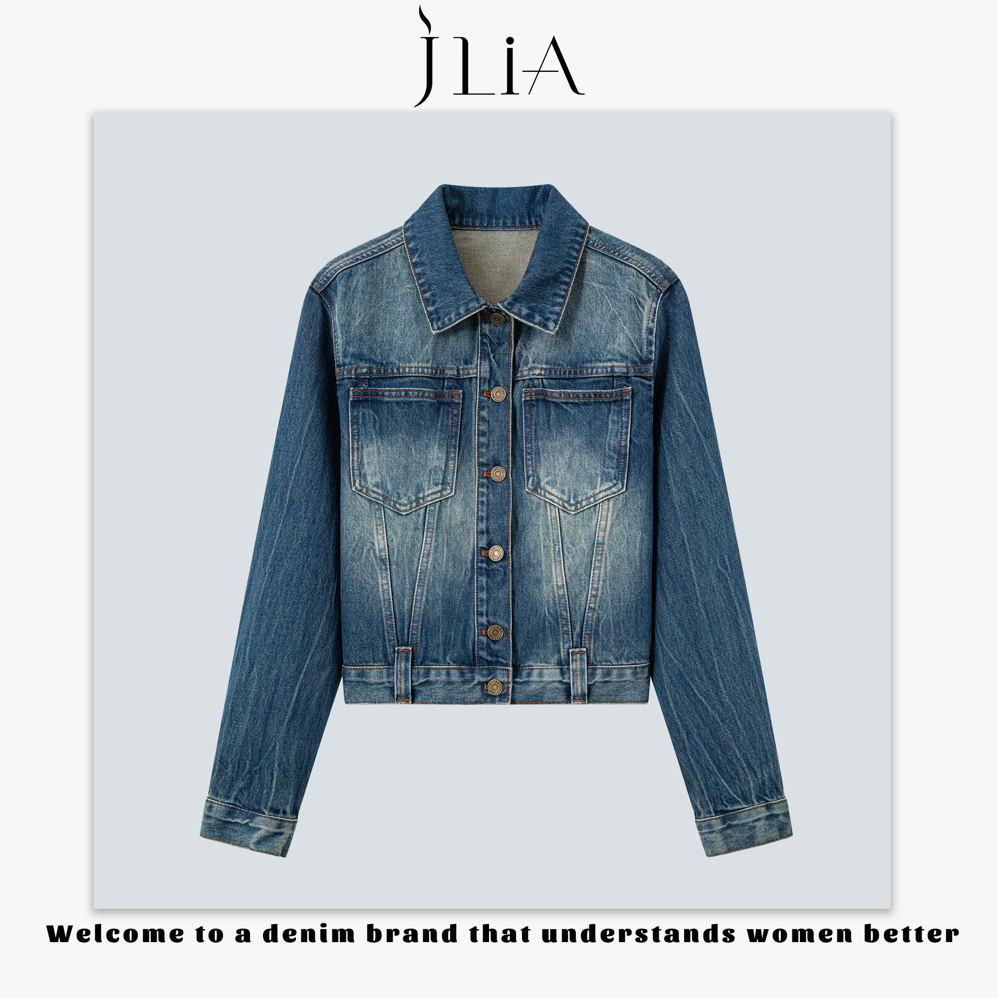 JLIA-8831 【L&家】奢牌大牛重工扎花 新中式牛仔夹克外套