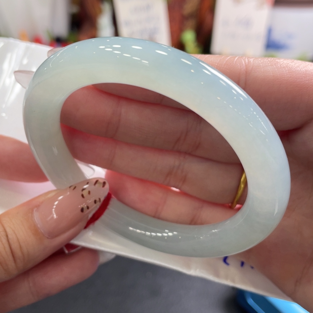 翡翠未镶嵌手镯55.2圆 纯色冰晴完美起荧光 21号