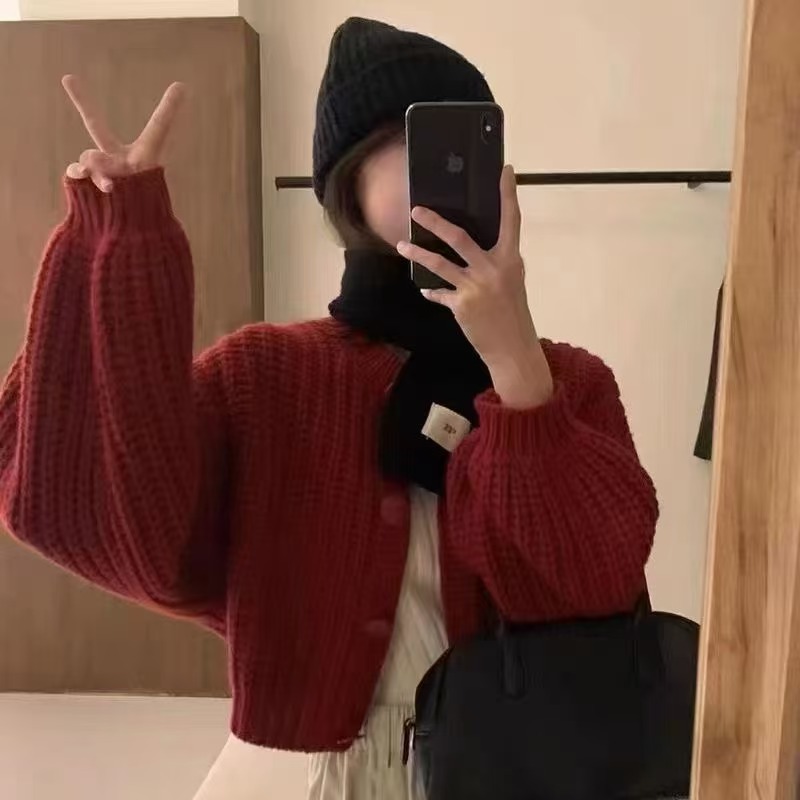 小HE 高腰修身露脐辣妹短款小个子薄款显瘦针织上衣百搭长袖