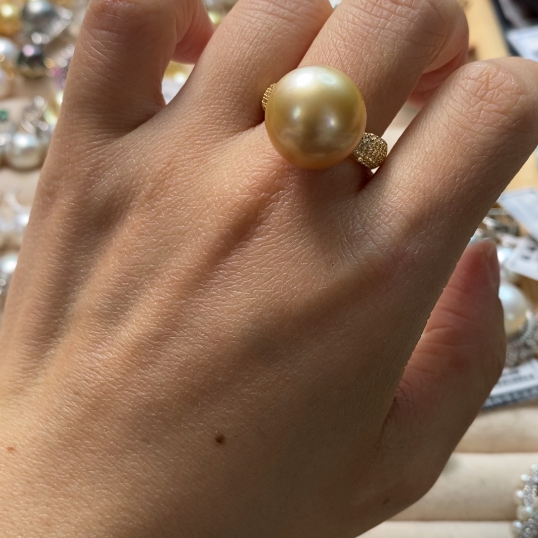 海水珍珠戒圈银S925镶嵌