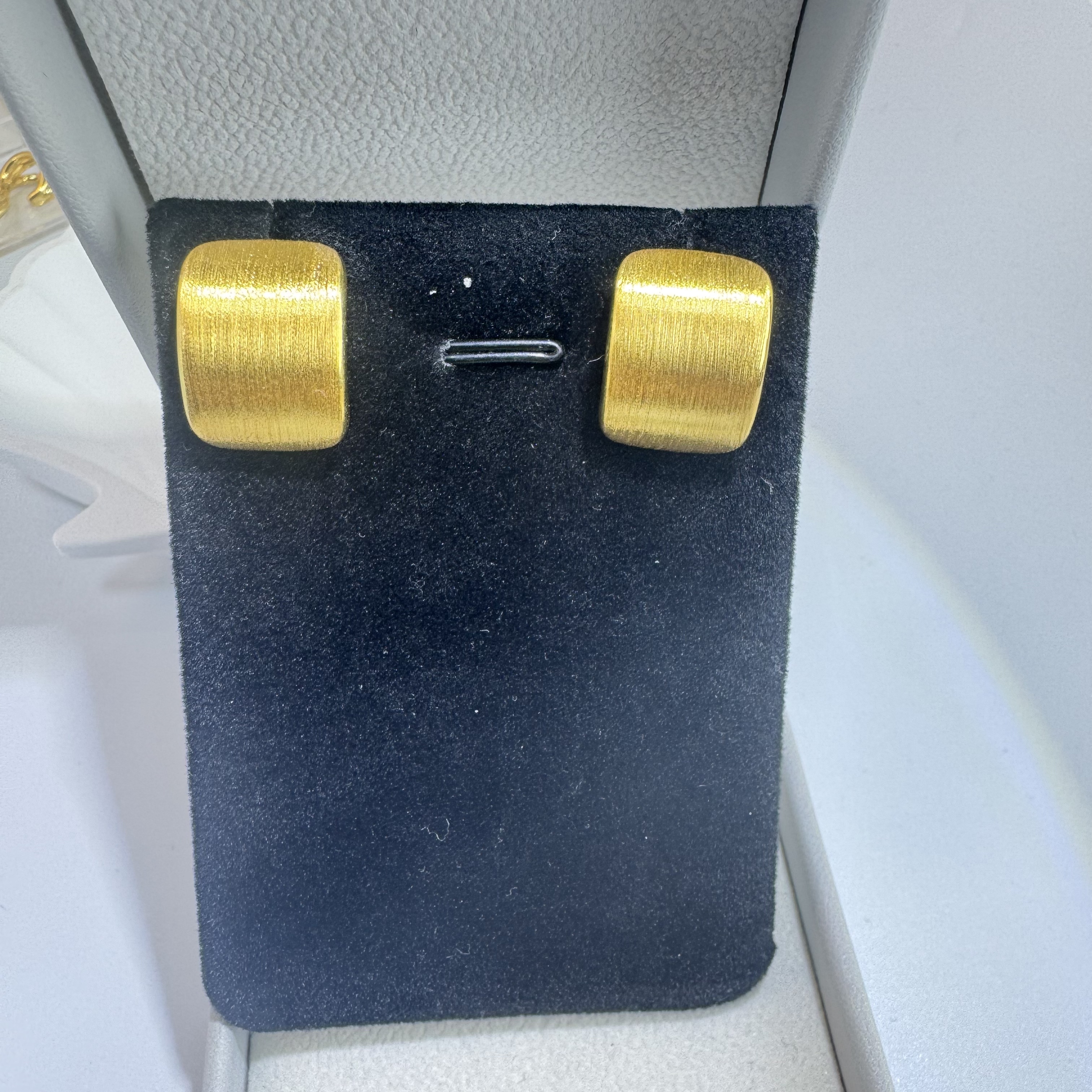 5D黄金足金999 拉丝气质时尚百搭大气耳钉 21705