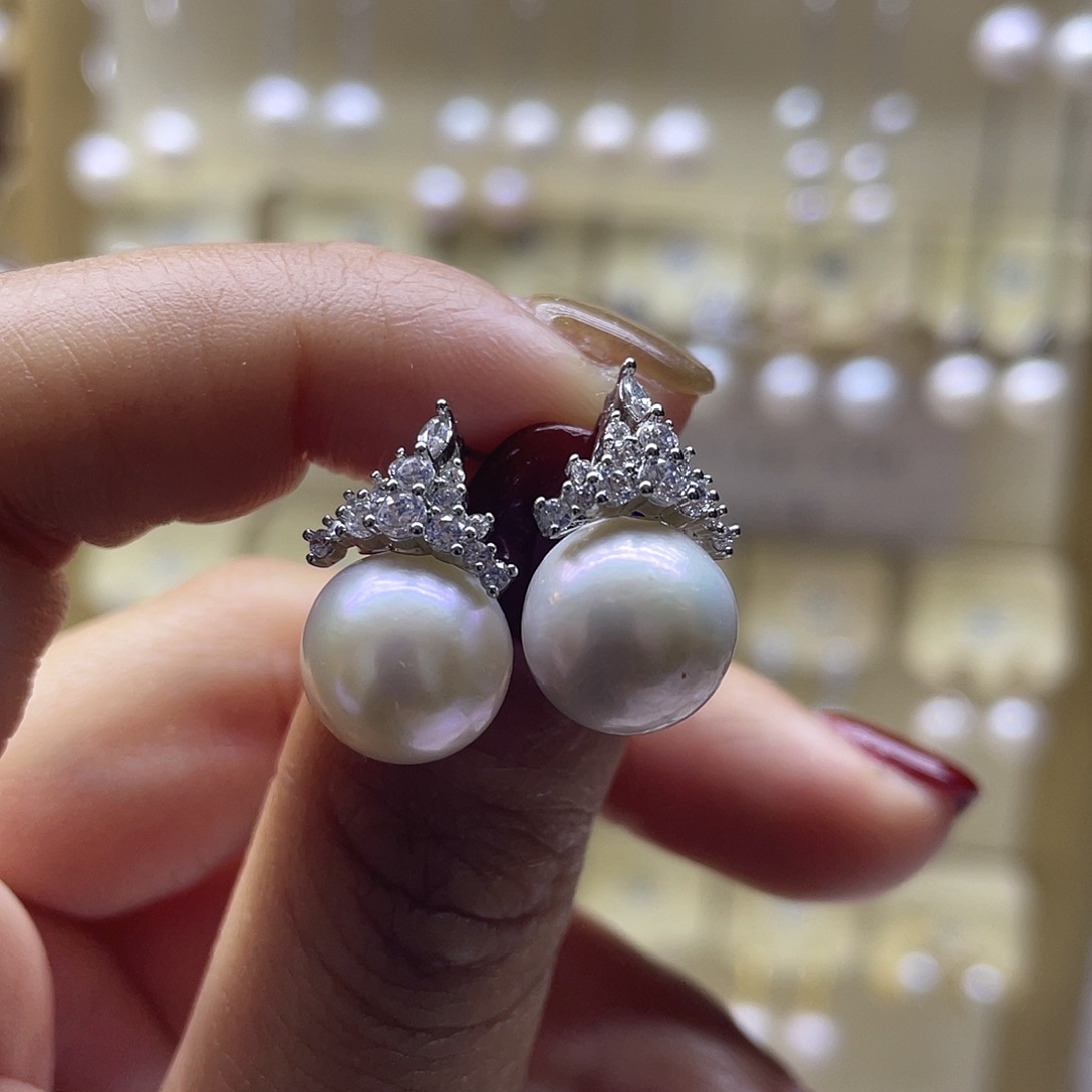 淡水珍珠耳饰银S925镶嵌