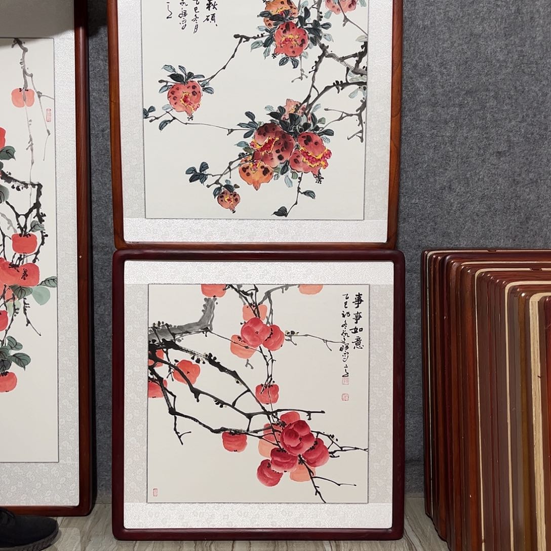 国画书画作品带框63×63