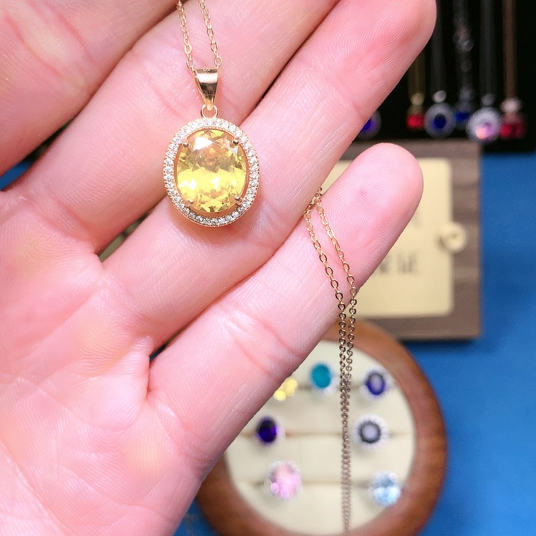 黄晶吊坠(赠链)银S925镶嵌111122