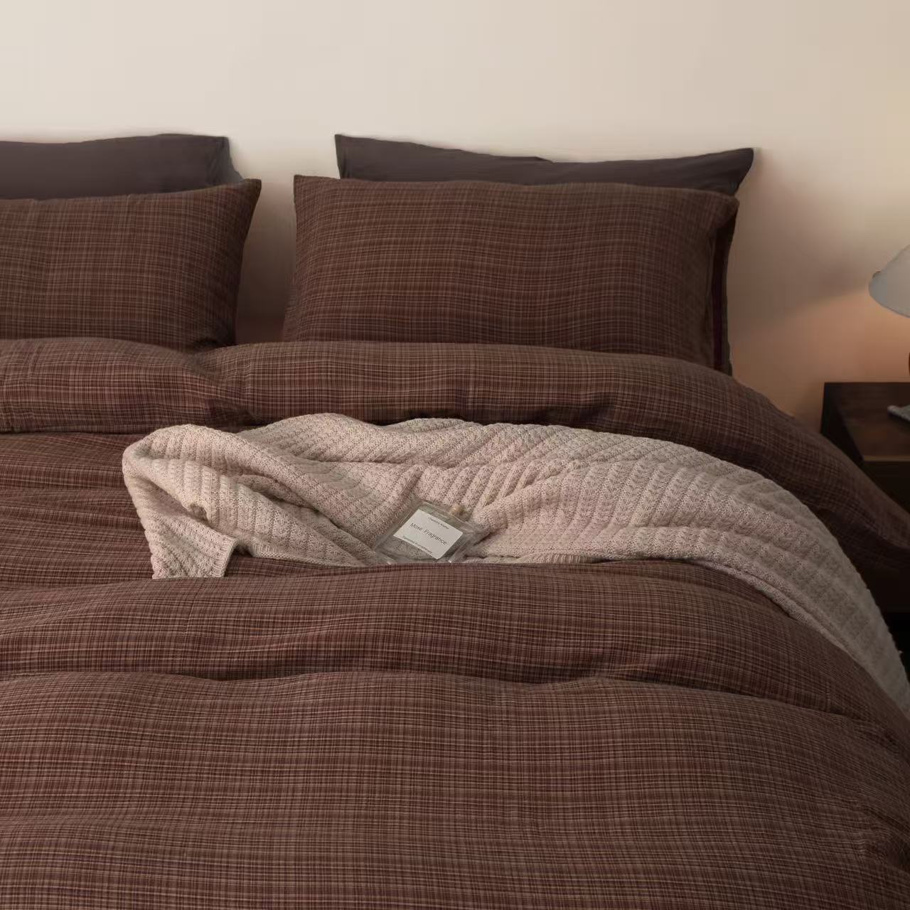 ZAKER 纯棉色织双层纱咖格 AA版 被套枕套组合