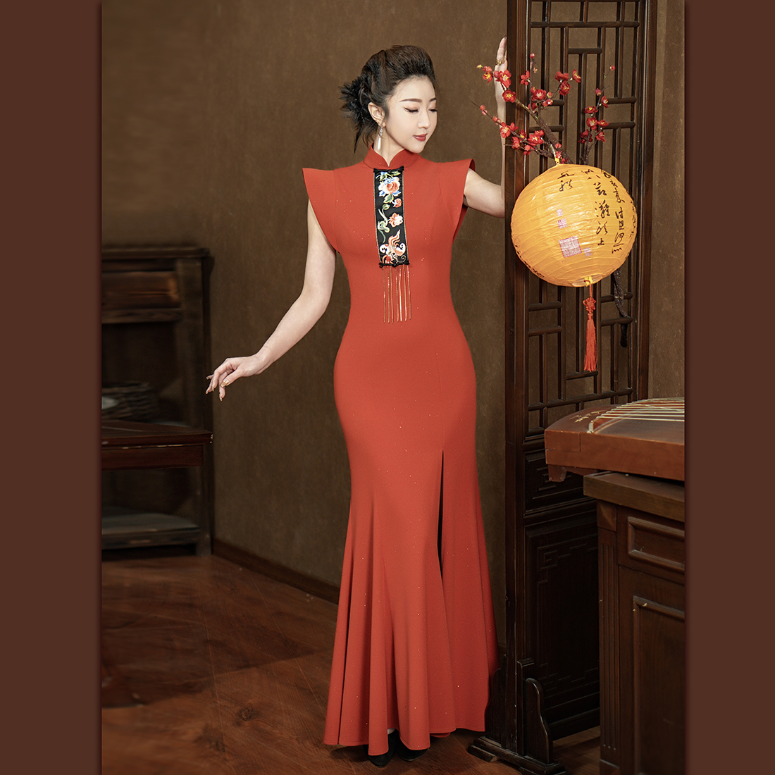 【姚君老师粉丝福利】暮绣流棠 -走秀旗袍走秀中长款连衣裙