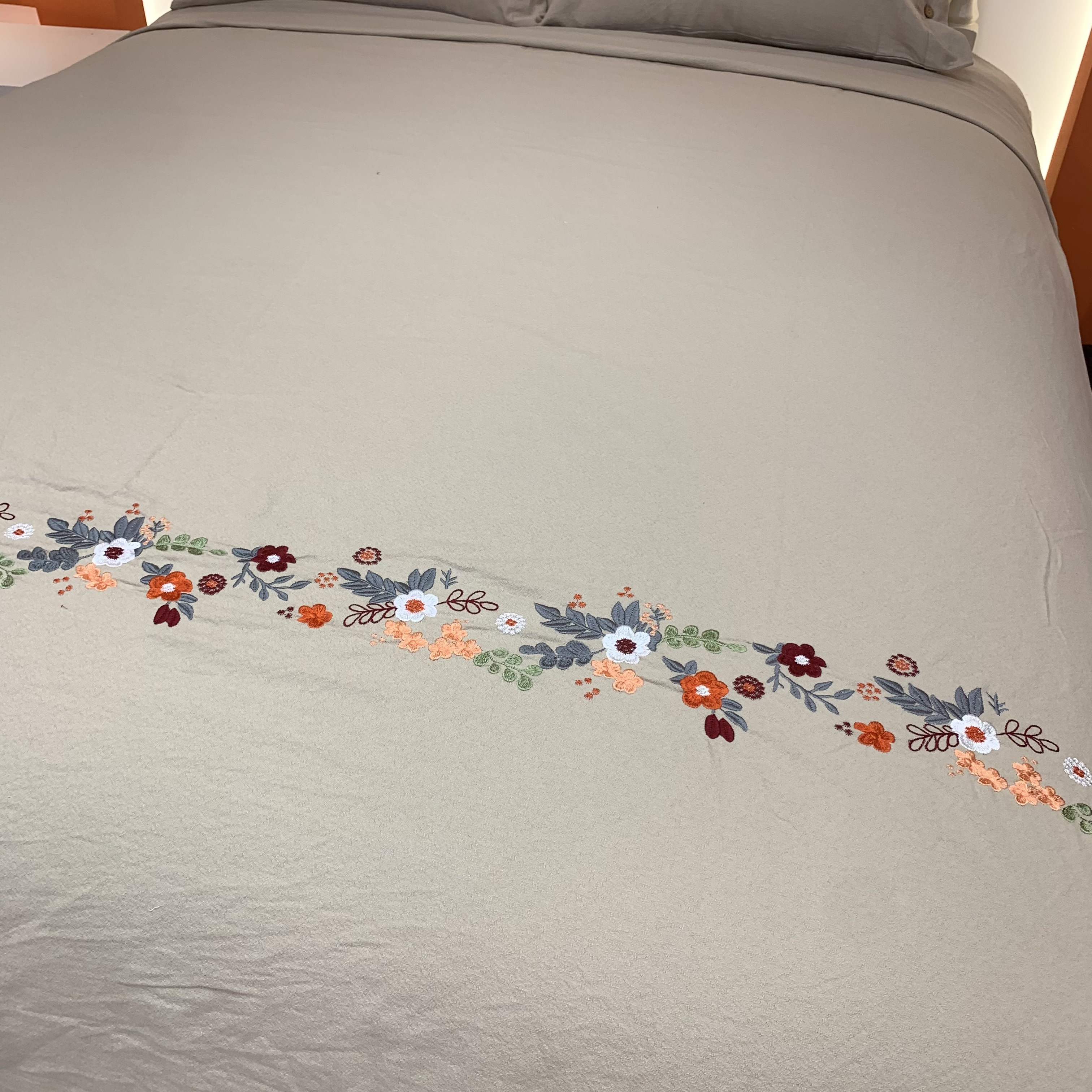 《鲁恬床品》花影绣语 加厚汉麻亲肤透气绣花高品质床单国风双面