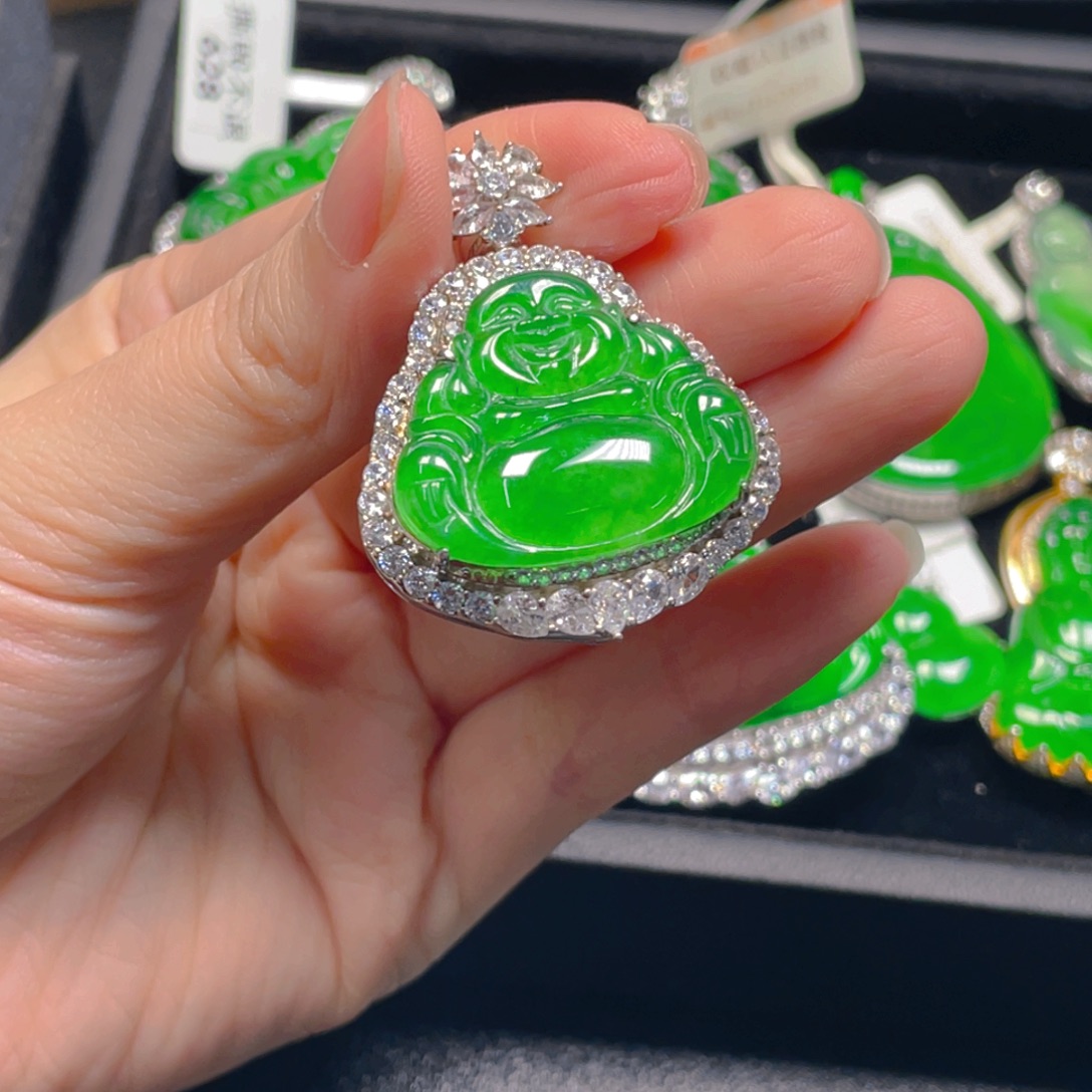 翡翠银S925镶嵌吊坠(不含链)