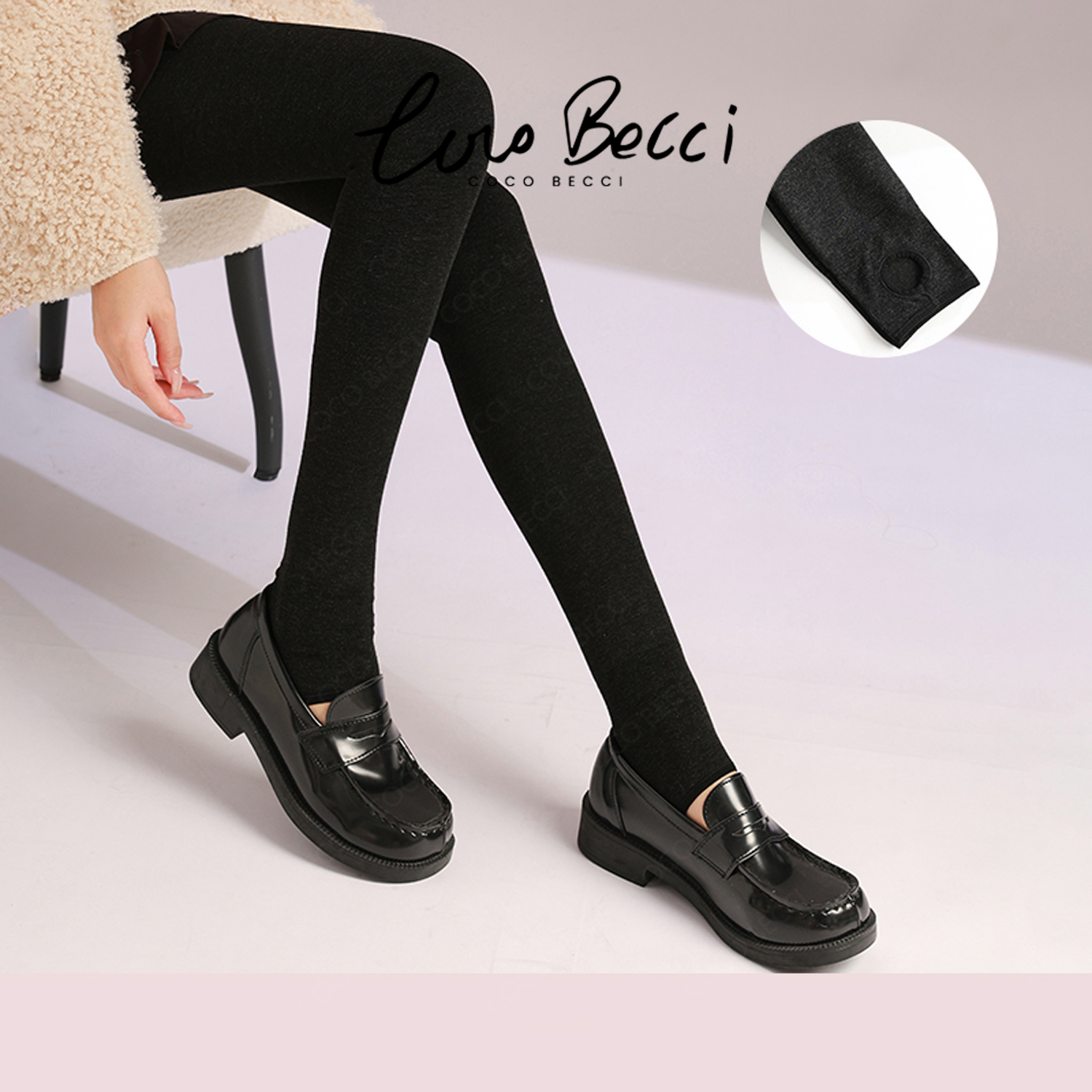 COCO BECCI 保暖锁温高腰时尚百搭踩脚连脚打底裤CFLJD299010