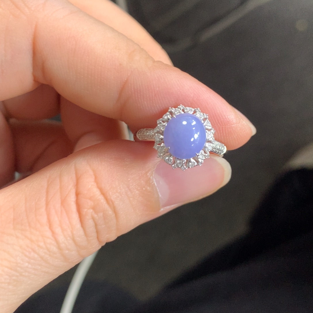 翡翠戒指18K金镶嵌翡翠