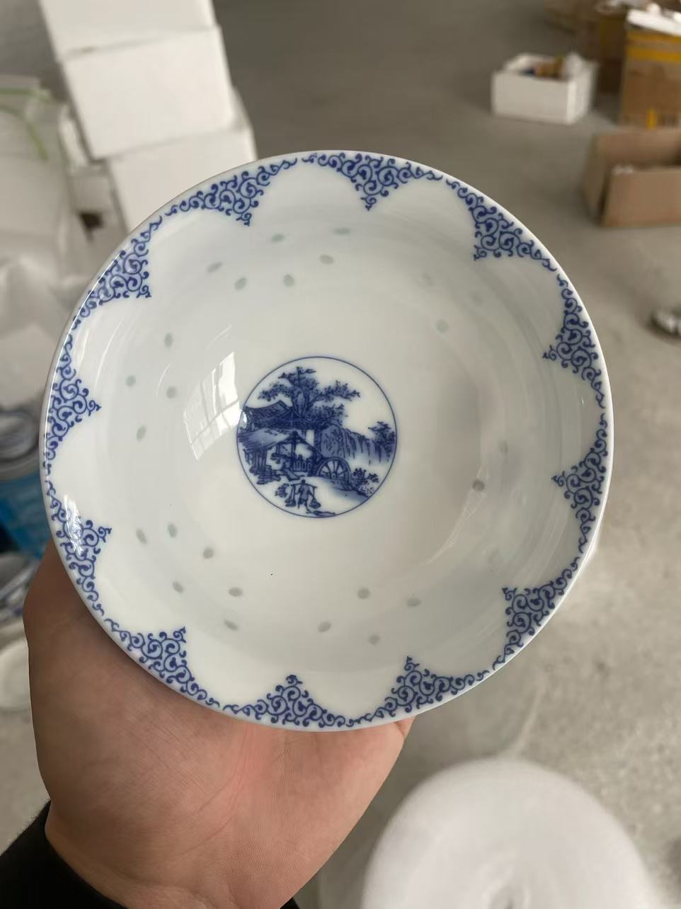 景德镇高温青花玲珑瓷  新人小福利  4面开窗世外桃源系列