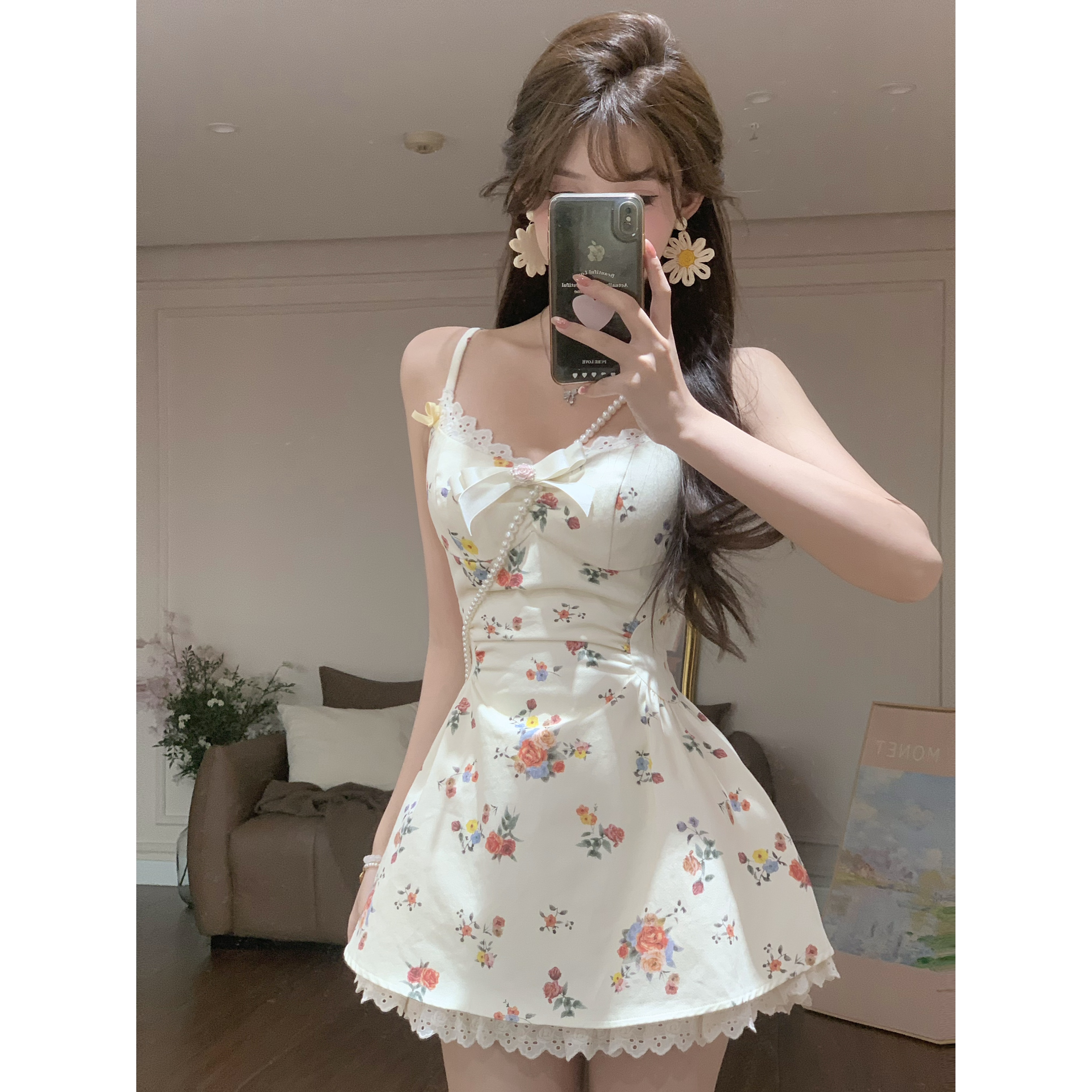 瑞茜·威瑟斯 盛夏花语 夏季甜美显瘦收腰修身连衣裙R3453W