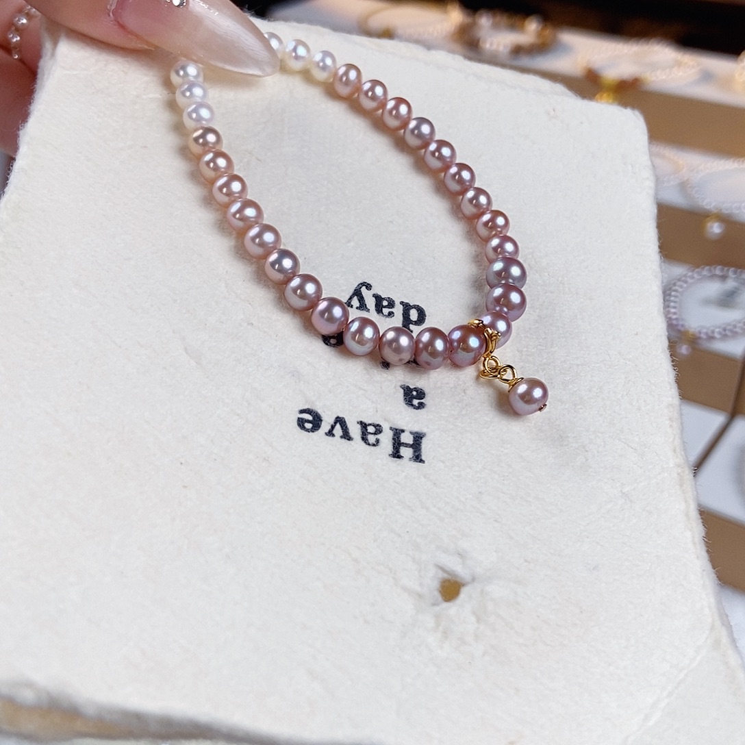 淡水珍珠银S925镶嵌手绳