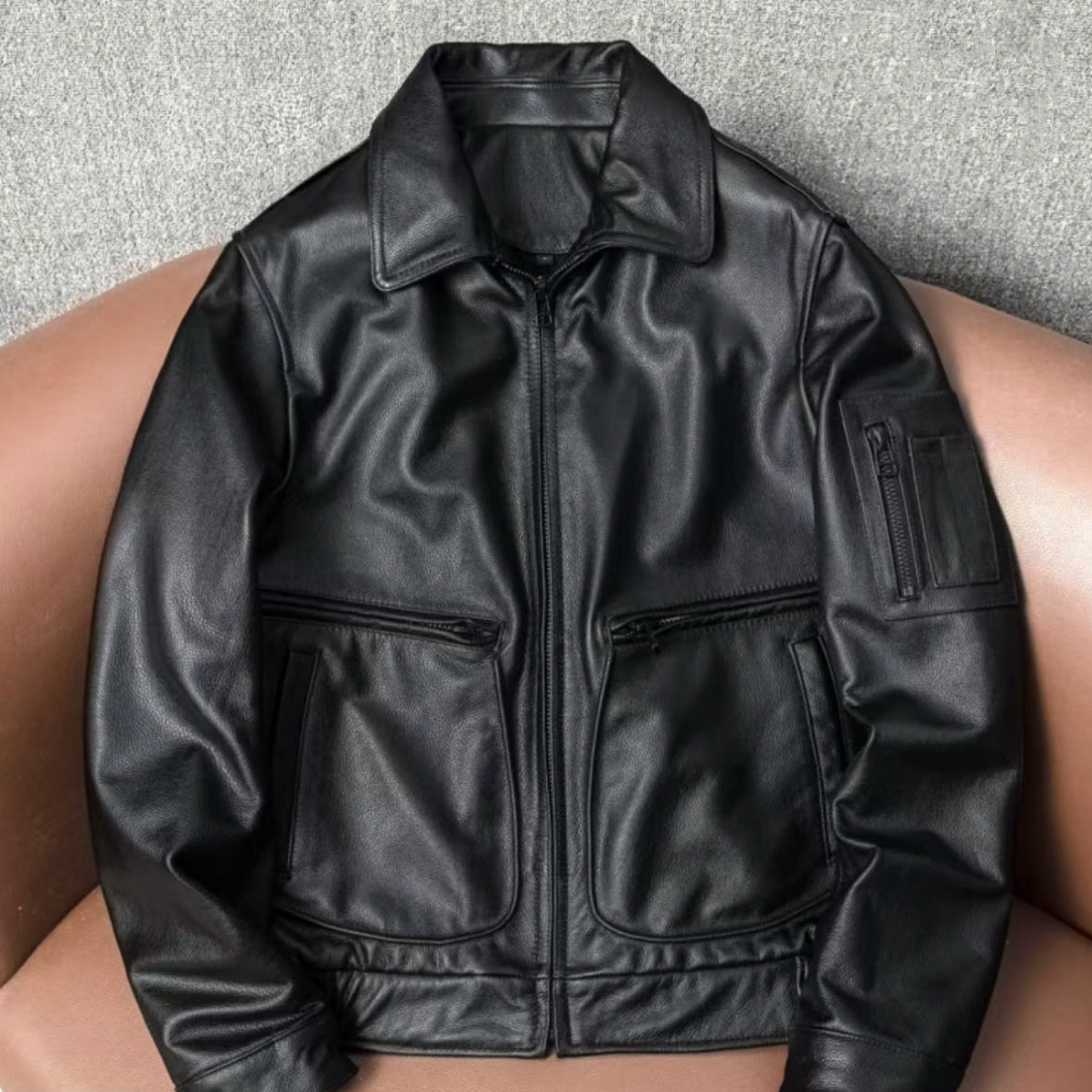 男士真皮皮衣(直播间过款展示为准，主播叫到名字后下单。请勿私拍）