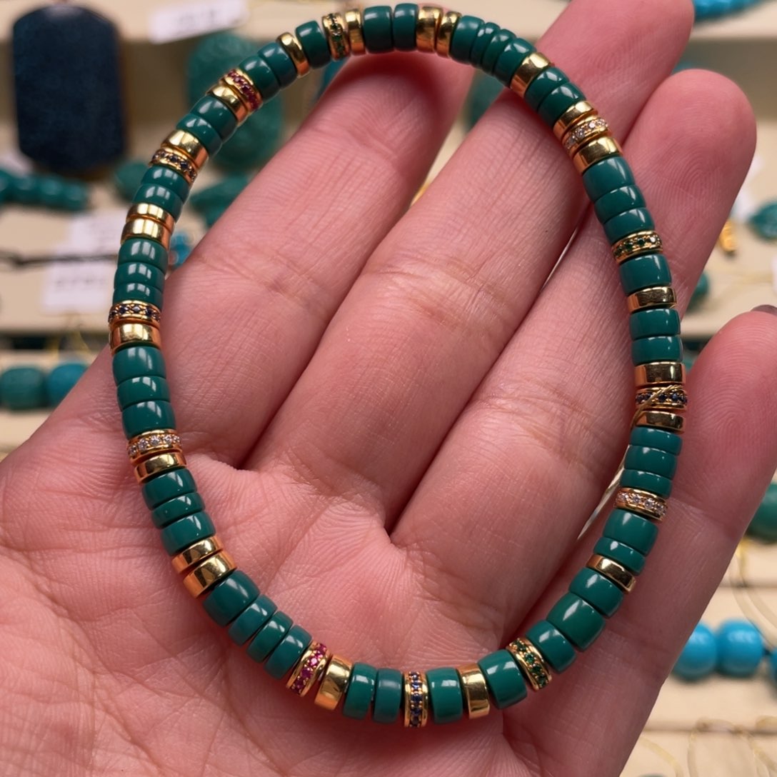 绿松石珠宝奇石18K金镶嵌