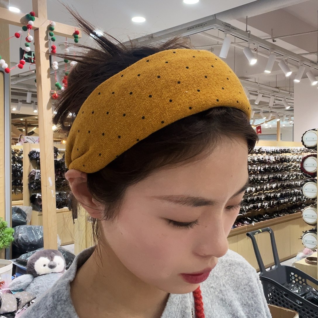 皮质非金属南瓜色波点发箍