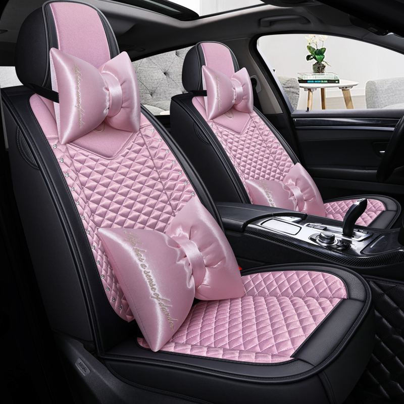 汽车座套2025新款四季通用全包亚麻布坐垫女式卡通专用座椅套夏季