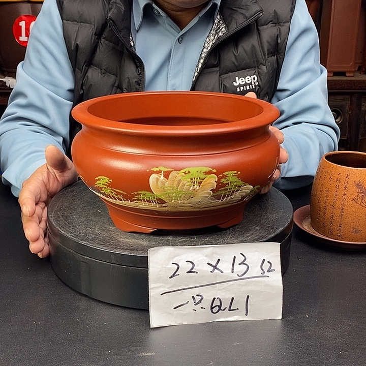 紫砂花盆货号一只QL1