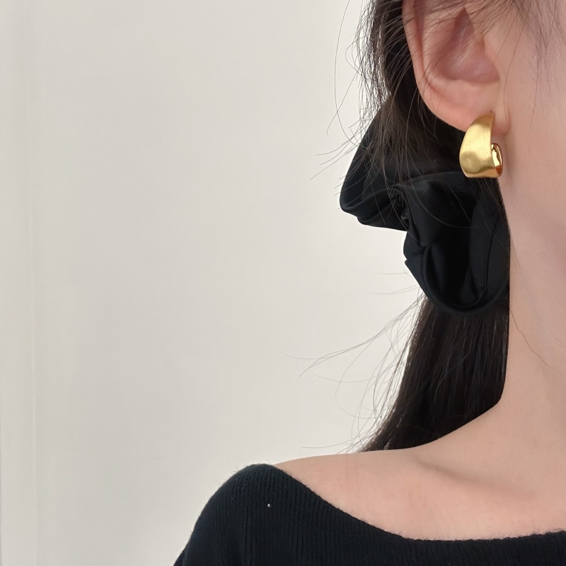 铜合金耳饰 【么么专属】冷淡风拉丝几何水滴耳环 银针气质百搭耳饰