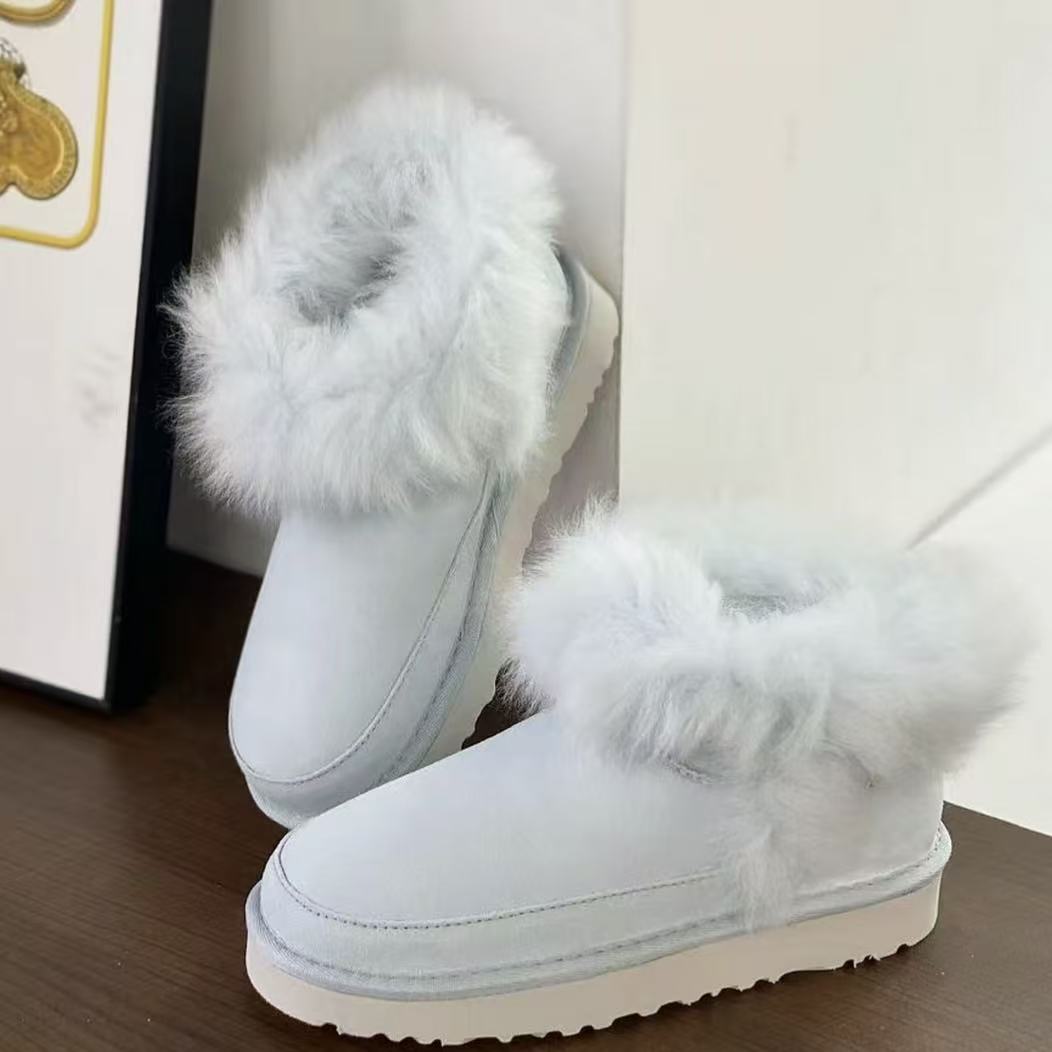 时尚雪地靴厚底低帮保暖雪地靴女款皮毛一体加厚蒂ci库特