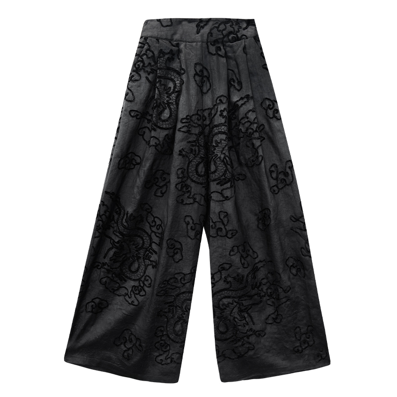 娑尔香云纱黑龙刺绣休闲裤SI2KB02852