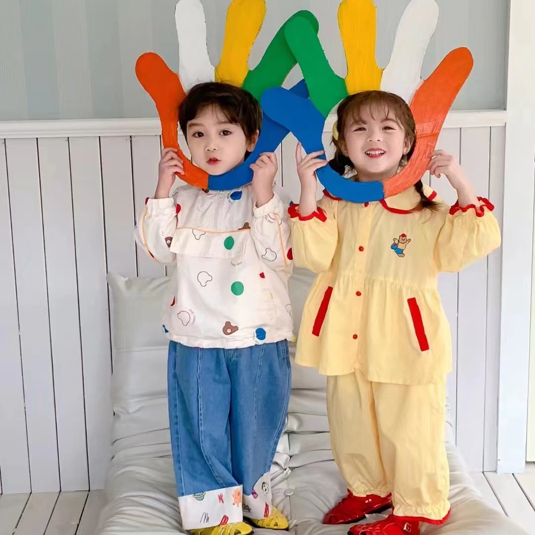 （1601-1800商场货）韩版秋冬男女童2023新款冲锋衣卫衣卫裤