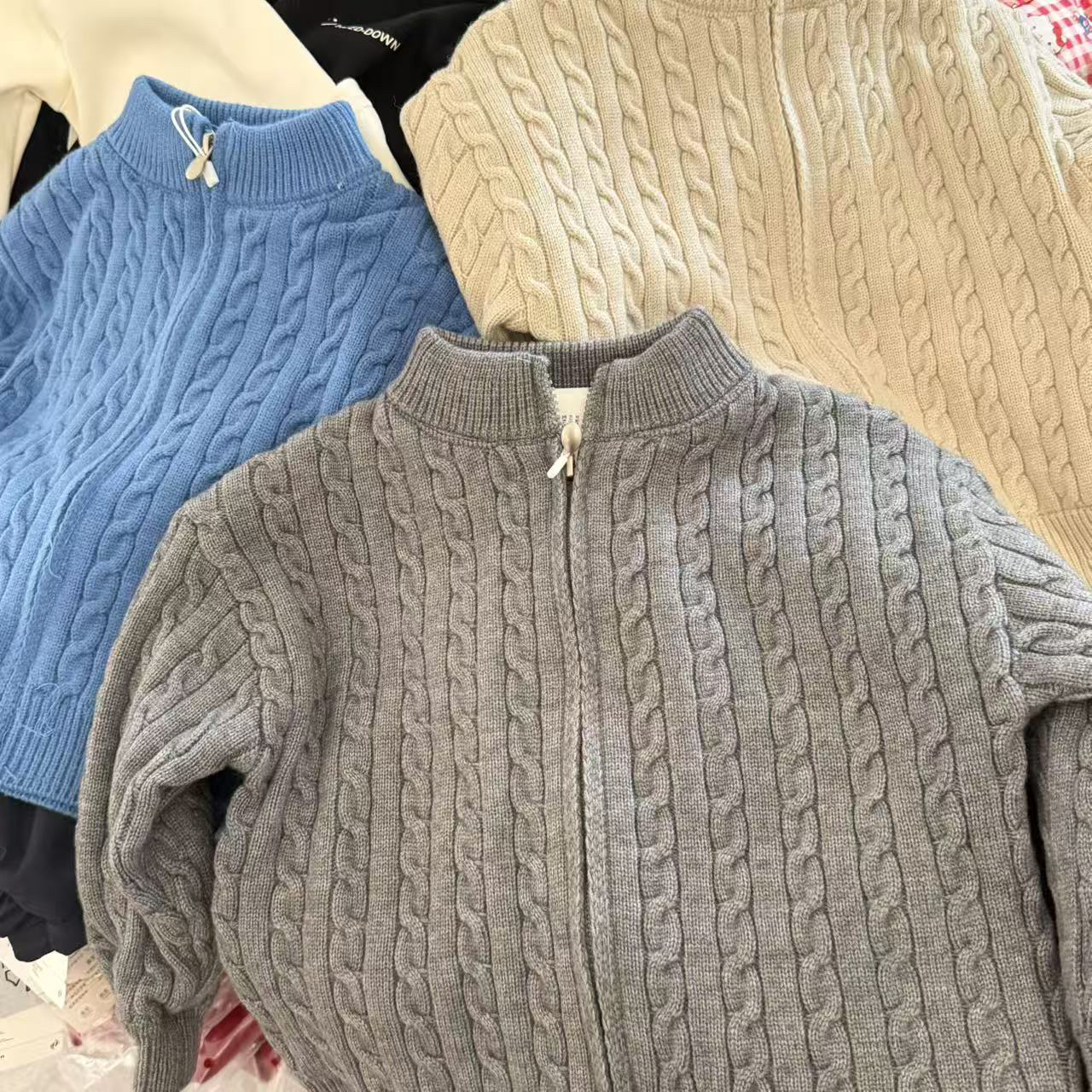 儿童双层针织毛衣外套秋冬款男女同款[通用链接]上衣以直播为准