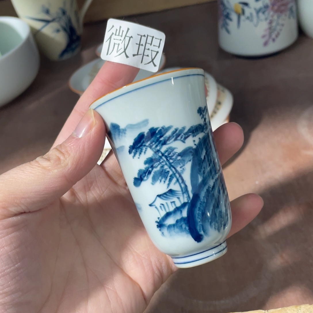 釉下手绘茶具微瑕