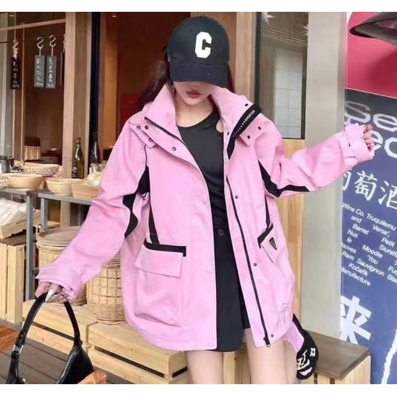 【南油玲姐】粉色冲锋衣连帽新款外套WT6636