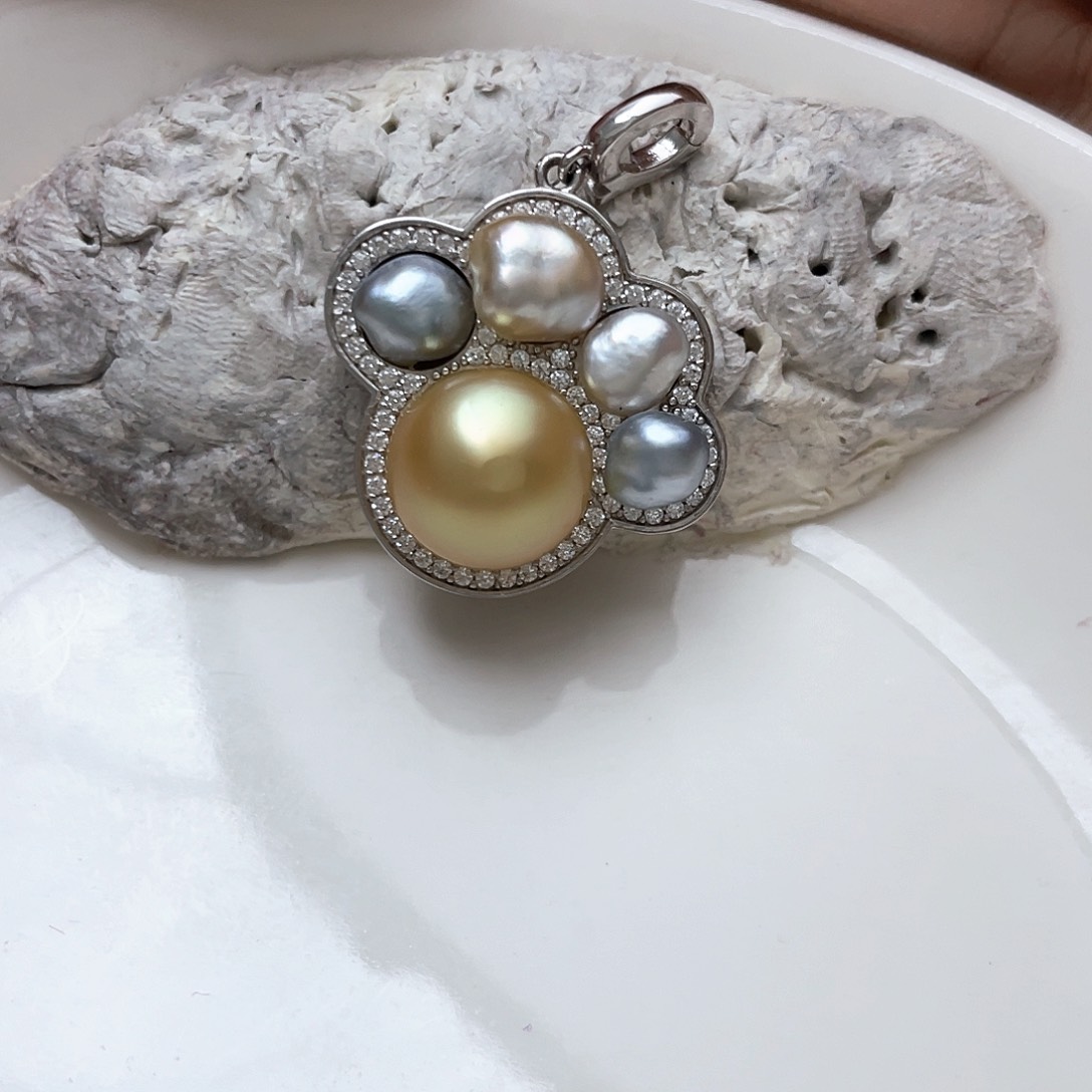 海水珍珠吊坠(不含链)银S925镶嵌