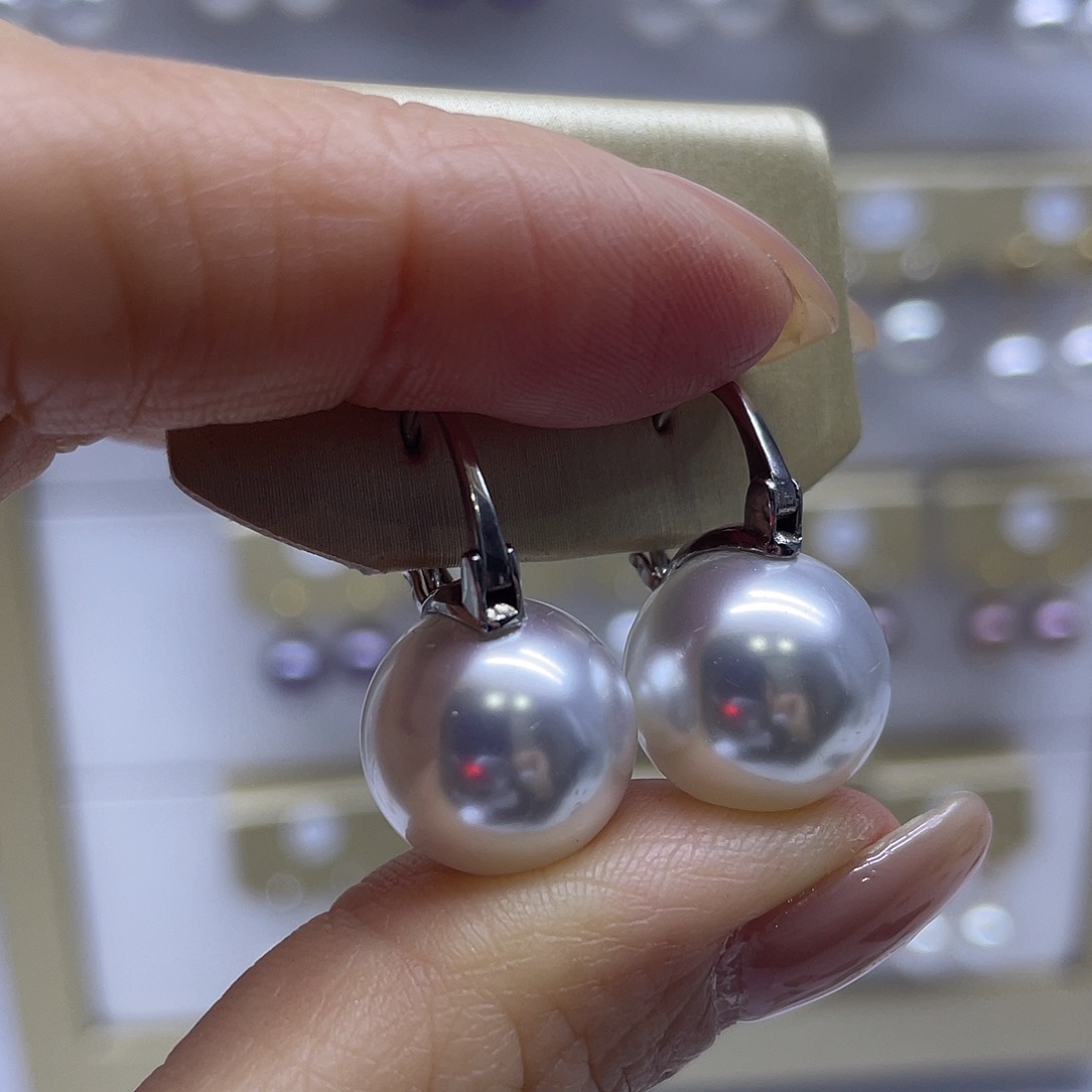 淡水珍珠耳饰银S925镶嵌