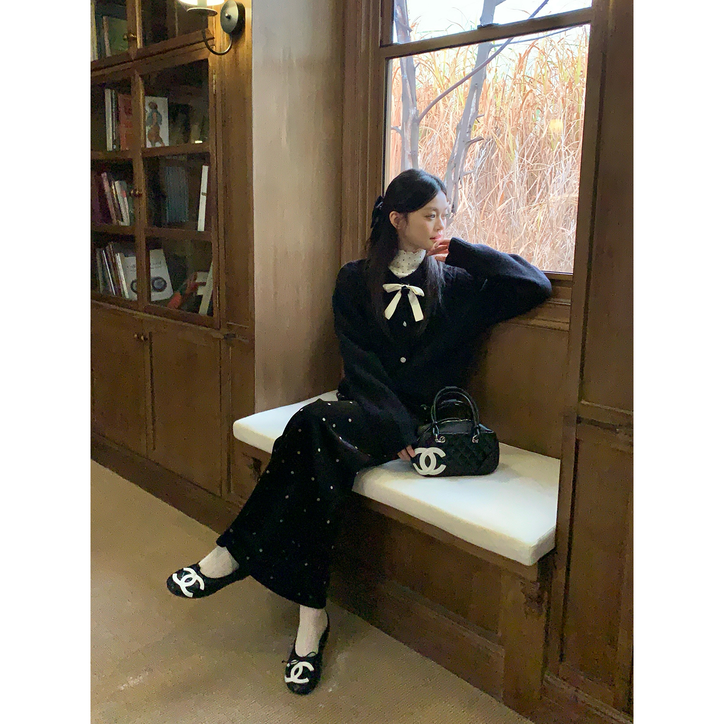 宋正恩11/18 10:00AM上新【黑色麻花针织蝴蝶结装饰开衫】AAM102