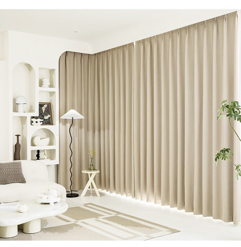 喜乐棉奶茶色卧室窗帘遮光2025新款奶油风客厅轻奢高级感加厚