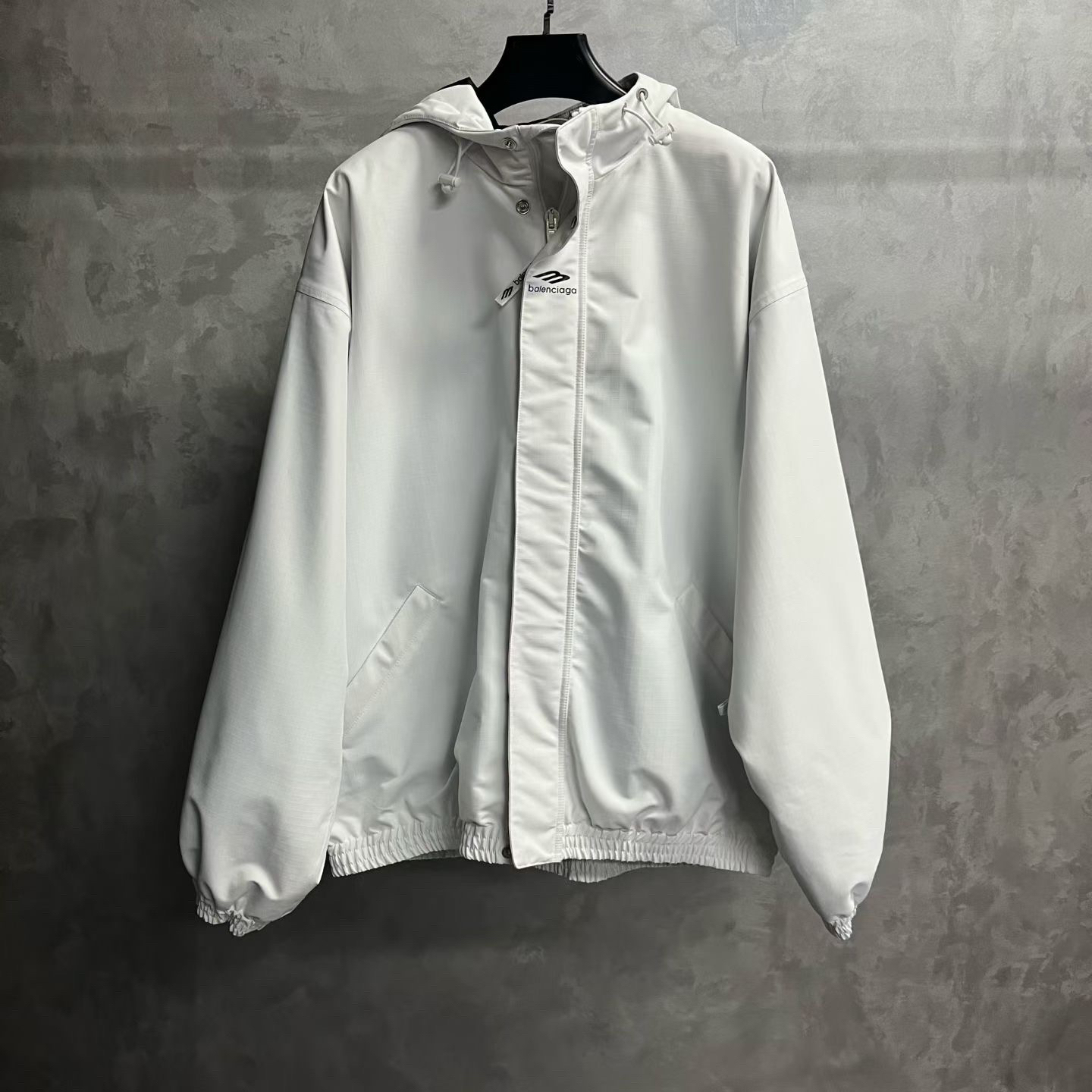 balenciaga 24白色纯色拉链连帽长袖夹克外套/50