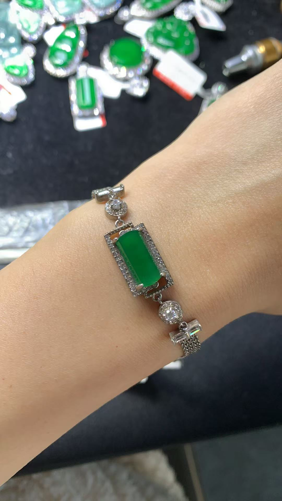 无事牌手链天然翡翠