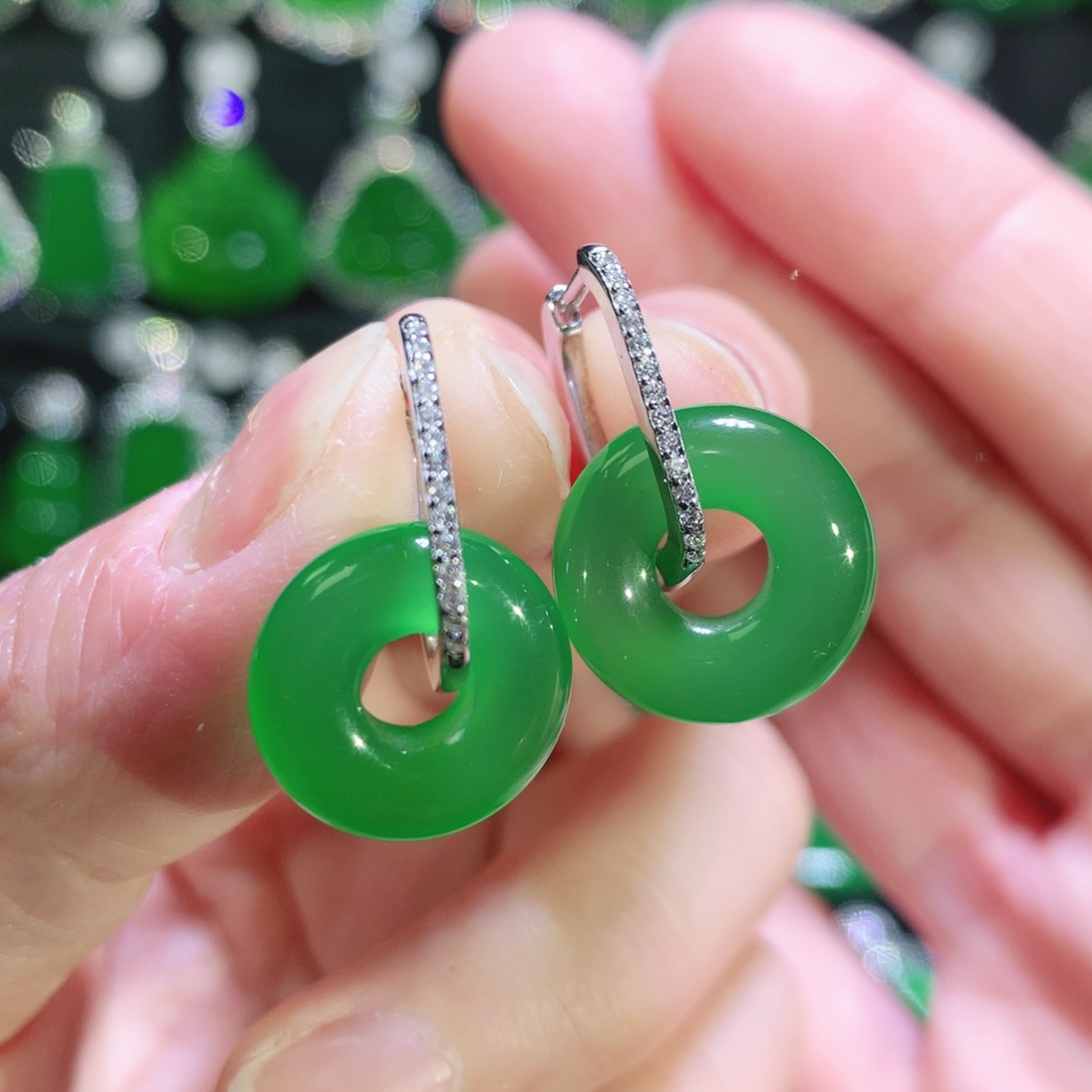 玛瑙/玉髓银S925镶嵌耳坠