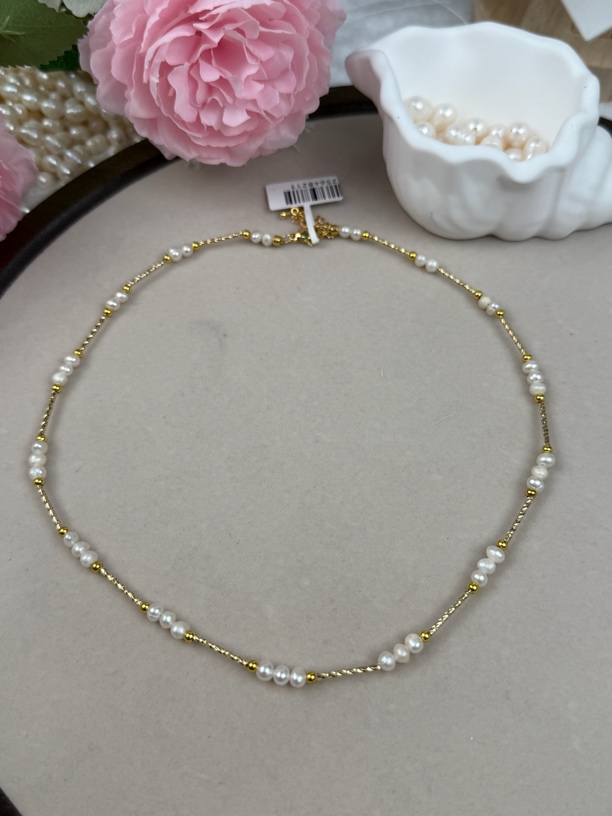 10珍珠项链满天星4-5mm小米珠天然淡水珍珠项链拼接百搭珍珠项链