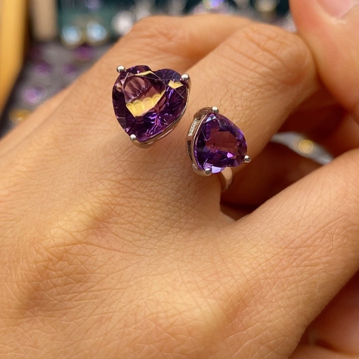 水晶戒指银S925镶嵌水晶戒指