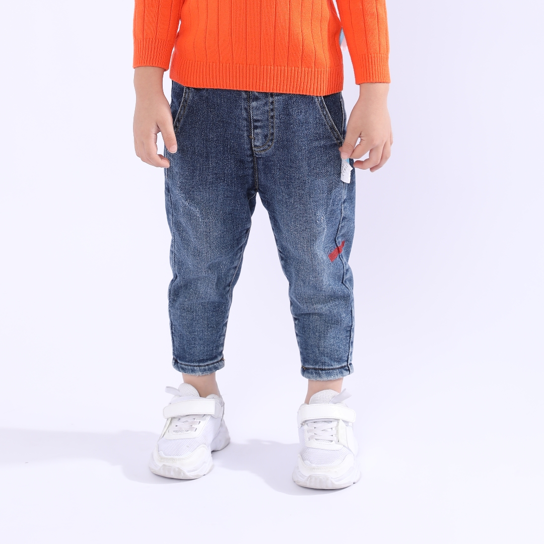  双层加绒软牛仔长裤 8141838